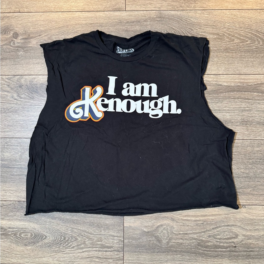 Black 'I am Kenough' Sleeveless Crop Top